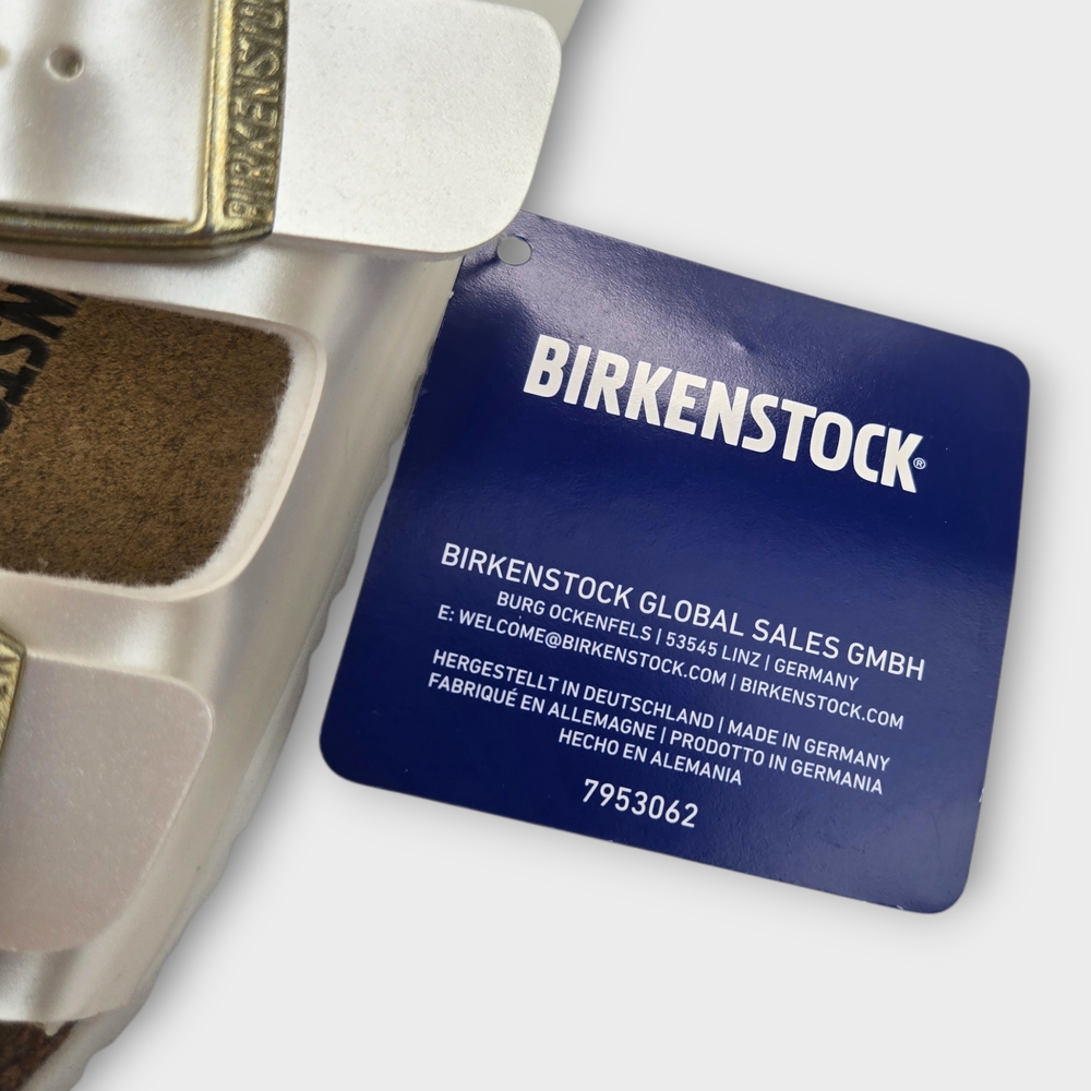 New Birkenstock Arizona Split Birko Flor White Gold Youth Sandals Size US 1 EU32 - Picture 8 of 11